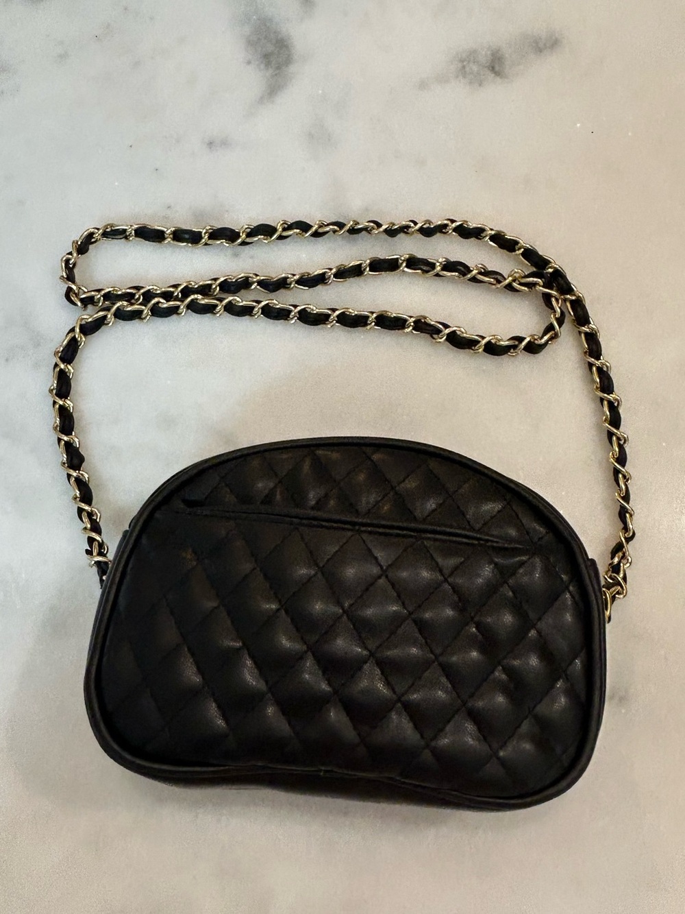 Black Quilted Chain-strap Crossbody Bag